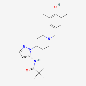 molecular formula C22H32N4O2 B5062757 N-{1-[1-(4-hydroxy-3,5-dimethylbenzyl)-4-piperidinyl]-1H-pyrazol-5-yl}-2,2-dimethylpropanamide 
