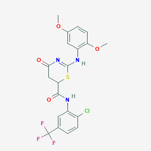 N-[2-chloro-5-(trifluoromethyl)phenyl]-2-(2,5-dimethoxyanilino)-4-oxo-5,6-dihydro-1,3-thiazine-6-carboxamide