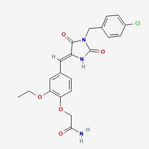 molecular formula C21H20ClN3O5 B5062778 2-(4-{[1-(4-chlorobenzyl)-2,5-dioxo-4-imidazolidinylidene]methyl}-2-ethoxyphenoxy)acetamide 