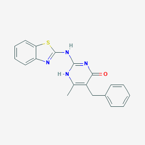 molecular formula C19H16N4OS B506278 2-(1,3-benzothiazol-2-ylamino)-5-benzyl-6-methyl-1H-pyrimidin-4-one 