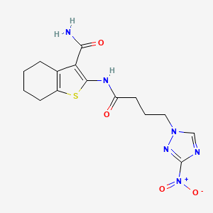 molecular formula C15H18N6O4S B5062809 2-{[4-(3-nitro-1H-1,2,4-triazol-1-yl)butanoyl]amino}-4,5,6,7-tetrahydro-1-benzothiophene-3-carboxamide 