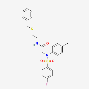 molecular formula C24H25FN2O3S2 B5062834 N~1~-[2-(benzylthio)ethyl]-N~2~-[(4-fluorophenyl)sulfonyl]-N~2~-(4-methylphenyl)glycinamide CAS No. 5953-47-9