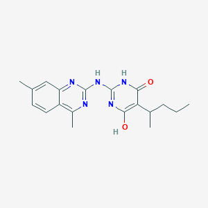 molecular formula C19H23N5O2 B506284 2-[(4,7-Dimethyl-2-quinazolinyl)amino]-5-(1-methylbutyl)-4,6-pyrimidinediol 