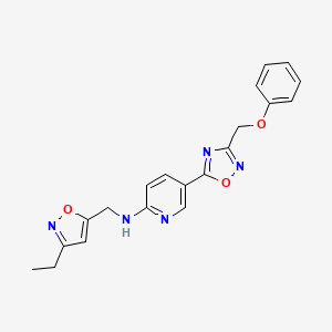 molecular formula C20H19N5O3 B5062849 N-[(3-ethyl-5-isoxazolyl)methyl]-5-[3-(phenoxymethyl)-1,2,4-oxadiazol-5-yl]-2-pyridinamine 