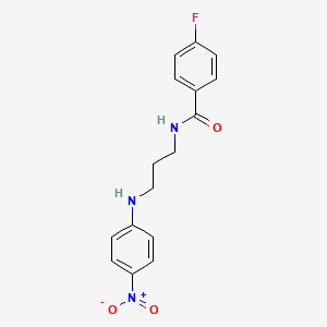 molecular formula C16H16FN3O3 B5062851 4-fluoro-N-{3-[(4-nitrophenyl)amino]propyl}benzamide 
