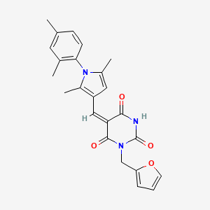 molecular formula C24H23N3O4 B5062876 5-{[1-(2,4-dimethylphenyl)-2,5-dimethyl-1H-pyrrol-3-yl]methylene}-1-(2-furylmethyl)-2,4,6(1H,3H,5H)-pyrimidinetrione 