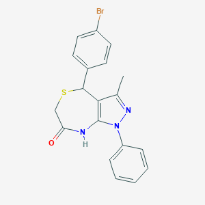 molecular formula C19H16BrN3OS B506294 4-(4-bromophenyl)-3-methyl-1-phenyl-4,8-dihydro-1H-pyrazolo[3,4-e][1,4]thiazepin-7(6H)-one CAS No. 371128-41-5