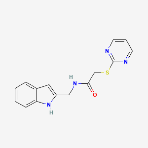 molecular formula C15H14N4OS B5062943 N-(1H-indol-2-ylmethyl)-2-(2-pyrimidinylthio)acetamide 