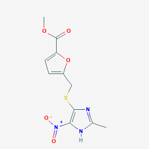molecular formula C11H11N3O5S B506296 methyl 5-[(2-methyl-5-nitro-1H-imidazol-4-yl)sulfanylmethyl]furan-2-carboxylate CAS No. 433944-19-5