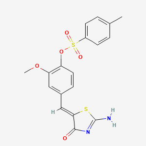 molecular formula C18H16N2O5S2 B5062967 4-[(2-imino-4-oxo-1,3-thiazolidin-5-ylidene)methyl]-2-methoxyphenyl 4-methylbenzenesulfonate 