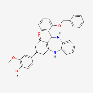 molecular formula C34H32N2O4 B5063001 11-[2-(benzyloxy)phenyl]-3-(3,4-dimethoxyphenyl)-2,3,4,5,10,11-hexahydro-1H-dibenzo[b,e][1,4]diazepin-1-one 