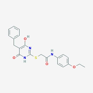 molecular formula C21H21N3O4S B506304 2-[(5-benzyl-4-hydroxy-6-oxo-1,6-dihydro-2-pyrimidinyl)sulfanyl]-N-(4-ethoxyphenyl)acetamide 
