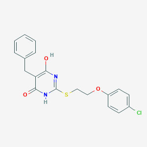 molecular formula C19H17ClN2O3S B506305 5-benzyl-2-{[2-(4-chlorophenoxy)ethyl]sulfanyl}-6-hydroxy-4(3H)-pyrimidinone 