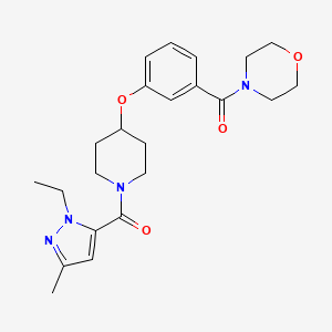 molecular formula C23H30N4O4 B5063072 4-[3-({1-[(1-ethyl-3-methyl-1H-pyrazol-5-yl)carbonyl]-4-piperidinyl}oxy)benzoyl]morpholine 