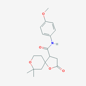 molecular formula C18H23NO5 B506309 N-(4-methoxyphenyl)-7,7-dimethyl-2-oxo-1,8-dioxaspiro[4.5]decane-4-carboxamide CAS No. 633284-11-4