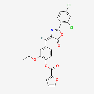 molecular formula C23H15Cl2NO6 B5063096 4-{[2-(2,4-dichlorophenyl)-5-oxo-1,3-oxazol-4(5H)-ylidene]methyl}-2-ethoxyphenyl 2-furoate 