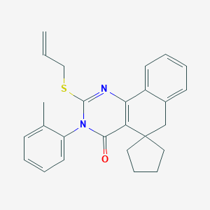 molecular formula C26H26N2OS B506313 2-(allylthio)-3-(2-methylphenyl)-3H-spiro[benzo[h]quinazoline-5,1'-cyclopentan]-4(6H)-one 
