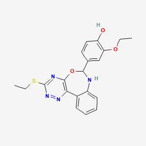 molecular formula C20H20N4O3S B5063144 2-ethoxy-4-[3-(ethylthio)-6,7-dihydro[1,2,4]triazino[5,6-d][3,1]benzoxazepin-6-yl]phenol 
