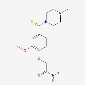 molecular formula C15H21N3O3S B5063152 2-{2-methoxy-4-[(4-methyl-1-piperazinyl)carbonothioyl]phenoxy}acetamide 