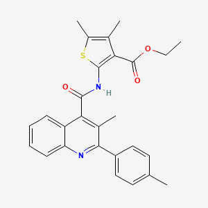 molecular formula C27H26N2O3S B5063160 ethyl 4,5-dimethyl-2-({[3-methyl-2-(4-methylphenyl)-4-quinolinyl]carbonyl}amino)-3-thiophenecarboxylate 