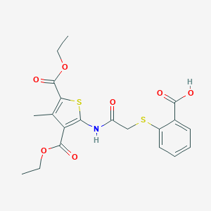 2-[(2-{[3,5-Bis(ethoxycarbonyl)-4-methyl-2-thienyl]amino}-2-oxoethyl)sulfanyl]benzoic acid