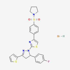 molecular formula C26H24BrFN4O2S3 B5063195 2-[5-(4-fluorophenyl)-3-(2-thienyl)-4,5-dihydro-1H-pyrazol-1-yl]-4-[4-(1-pyrrolidinylsulfonyl)phenyl]-1,3-thiazole hydrobromide 