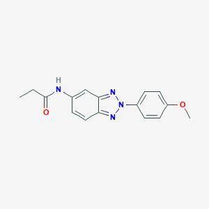 molecular formula C16H16N4O2 B506321 N-[2-(4-methoxyphenyl)-2H-1,2,3-benzotriazol-5-yl]propanamide 