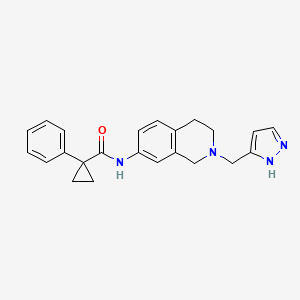 molecular formula C23H24N4O B5063258 1-phenyl-N-[2-(1H-pyrazol-3-ylmethyl)-1,2,3,4-tetrahydro-7-isoquinolinyl]cyclopropanecarboxamide 