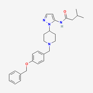 molecular formula C27H34N4O2 B5063300 N-(1-{1-[4-(benzyloxy)benzyl]-4-piperidinyl}-1H-pyrazol-5-yl)-3-methylbutanamide 