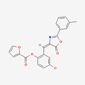 molecular formula C22H14BrNO5 B5063323 4-bromo-2-{[2-(3-methylphenyl)-5-oxo-1,3-oxazol-4(5H)-ylidene]methyl}phenyl 2-furoate 