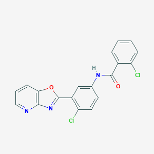 molecular formula C19H11Cl2N3O2 B506334 2-chloro-N-(4-chloro-3-[1,3]oxazolo[4,5-b]pyridin-2-ylphenyl)benzamide 
