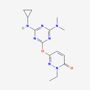 molecular formula C14H19N7O2 B5063428 6-{[4-(cyclopropylamino)-6-(dimethylamino)-1,3,5-triazin-2-yl]oxy}-2-ethyl-3(2H)-pyridazinone 