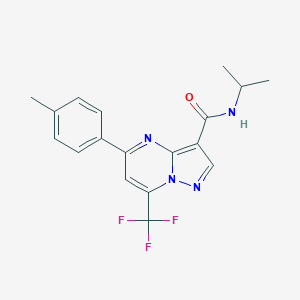 molecular formula C18H17F3N4O B506345 N-isopropyl-5-(4-methylphenyl)-7-(trifluoromethyl)pyrazolo[1,5-a]pyrimidine-3-carboxamide 