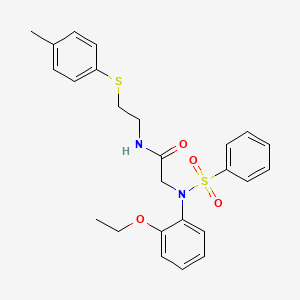 molecular formula C25H28N2O4S2 B5063470 N~2~-(2-ethoxyphenyl)-N~1~-{2-[(4-methylphenyl)thio]ethyl}-N~2~-(phenylsulfonyl)glycinamide 