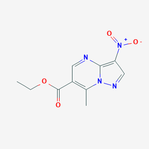 molecular formula C10H10N4O4 B506348 Ethyl 7-methyl-3-nitropyrazolo[1,5-a]pyrimidine-6-carboxylate 