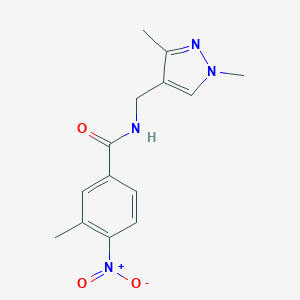 molecular formula C14H16N4O3 B506351 N-[(1,3-dimethyl-1H-pyrazol-4-yl)methyl]-3-methyl-4-nitrobenzamide 