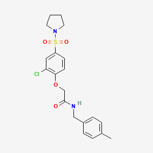 molecular formula C20H23ClN2O4S B5063520 2-[2-chloro-4-(1-pyrrolidinylsulfonyl)phenoxy]-N-(4-methylbenzyl)acetamide 