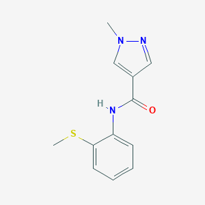 molecular formula C12H13N3OS B506355 1-methyl-N-[2-(methylsulfanyl)phenyl]-1H-pyrazole-4-carboxamide 