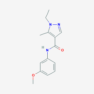 molecular formula C14H17N3O2 B506359 1-ethyl-N-(3-methoxyphenyl)-5-methyl-1H-pyrazole-4-carboxamide 