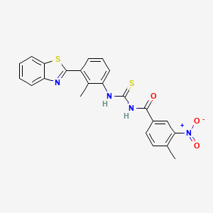 molecular formula C23H18N4O3S2 B5063609 N-({[3-(1,3-benzothiazol-2-yl)-2-methylphenyl]amino}carbonothioyl)-4-methyl-3-nitrobenzamide 