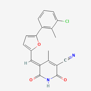 molecular formula C19H13ClN2O3 B5063615 5-{[5-(3-chloro-2-methylphenyl)-2-furyl]methylene}-6-hydroxy-4-methyl-2-oxo-2,5-dihydro-3-pyridinecarbonitrile 