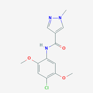 molecular formula C13H14ClN3O3 B506362 N-(4-chloro-2,5-dimethoxyphenyl)-1-methyl-1H-pyrazole-4-carboxamide 