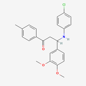molecular formula C24H24ClNO3 B5063696 3-[(4-chlorophenyl)amino]-3-(3,4-dimethoxyphenyl)-1-(4-methylphenyl)-1-propanone 