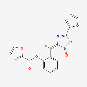 molecular formula C19H11NO6 B5063776 2-{[2-(2-furyl)-5-oxo-1,3-oxazol-4(5H)-ylidene]methyl}phenyl 2-furoate 