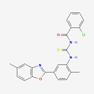 molecular formula C23H18ClN3O2S B5063801 2-chloro-N-({[2-methyl-5-(5-methyl-1,3-benzoxazol-2-yl)phenyl]amino}carbonothioyl)benzamide 
