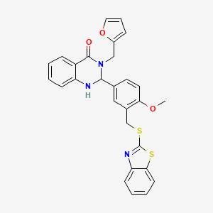 molecular formula C28H23N3O3S2 B5063838 2-{3-[(1,3-benzothiazol-2-ylthio)methyl]-4-methoxyphenyl}-3-(2-furylmethyl)-2,3-dihydro-4(1H)-quinazolinone 