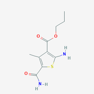 molecular formula C10H14N2O3S B506384 2-氨基-5-氨基甲酰基-4-甲硫代吩-3-羧酸丙酯 CAS No. 438532-84-4