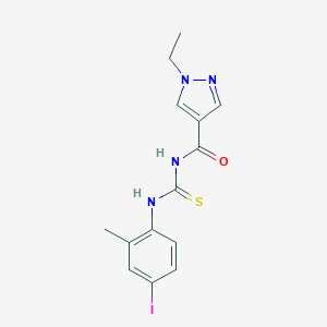 molecular formula C14H15IN4OS B506386 1-ethyl-N-[(4-iodo-2-methylphenyl)carbamothioyl]-1H-pyrazole-4-carboxamide 