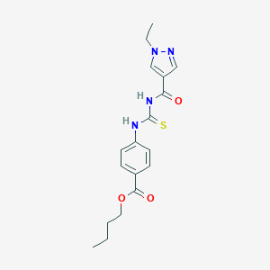 molecular formula C18H22N4O3S B506387 butyl 4-({[(1-ethyl-1H-pyrazol-4-yl)carbonyl]carbamothioyl}amino)benzoate 