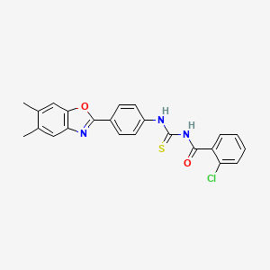 2-chloro-N-({[4-(5,6-dimethyl-1,3-benzoxazol-2-yl)phenyl]amino}carbonothioyl)benzamide